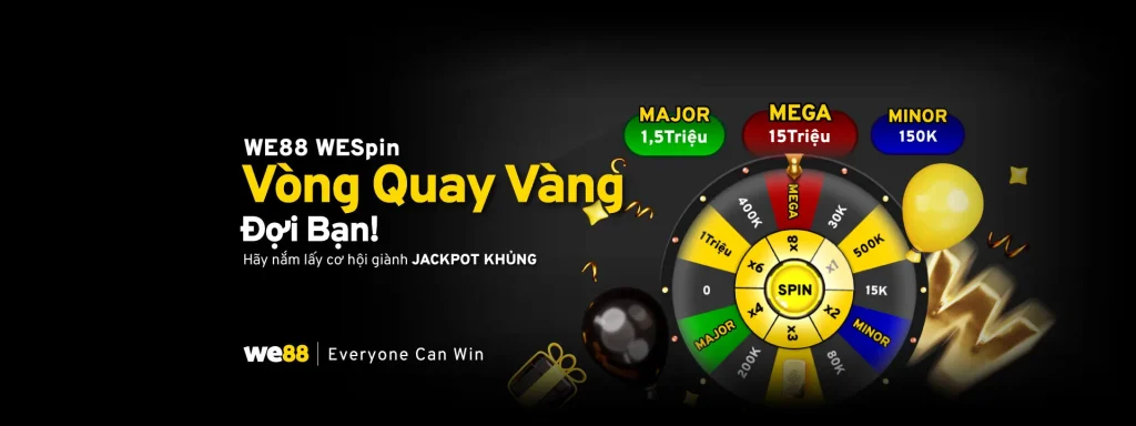 Banner we88 Vòng quay vàng may mắn